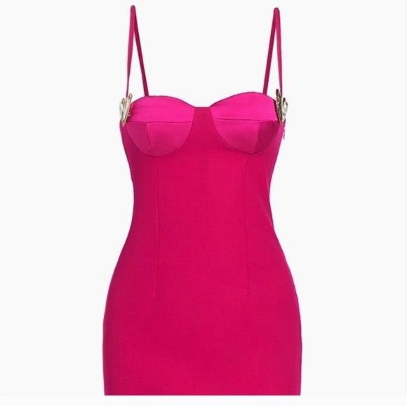 Area crystal heart wool minidress